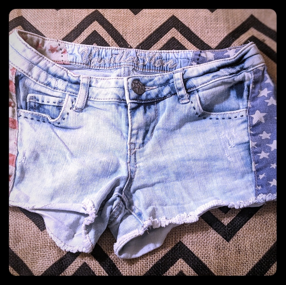 3/$25-red white and blue denim shorts